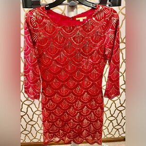 Gianni Bini Red and Gold Sequin Dress Size Small
